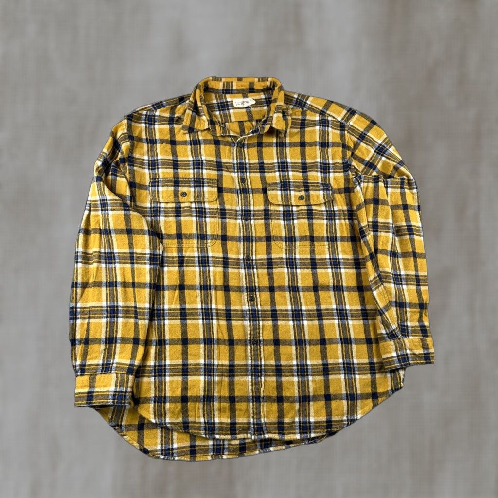 J.Crew VINTAGE J.CREW Flannel Shirt Mens L Yellow Plaid Long Sleeve Pocket Button-Up Size US L / EU 52-54 / 3 - 1 Thumbnail