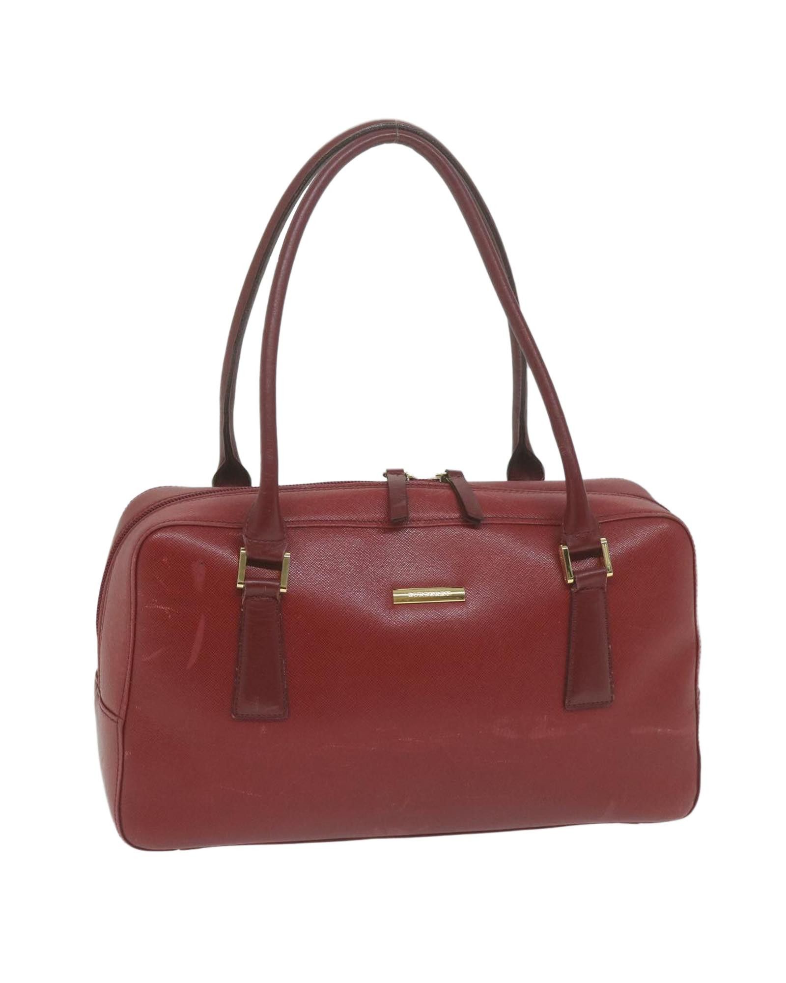 image of Burberry Red Leather Shoulder Bag With Metal Fittings, Women's