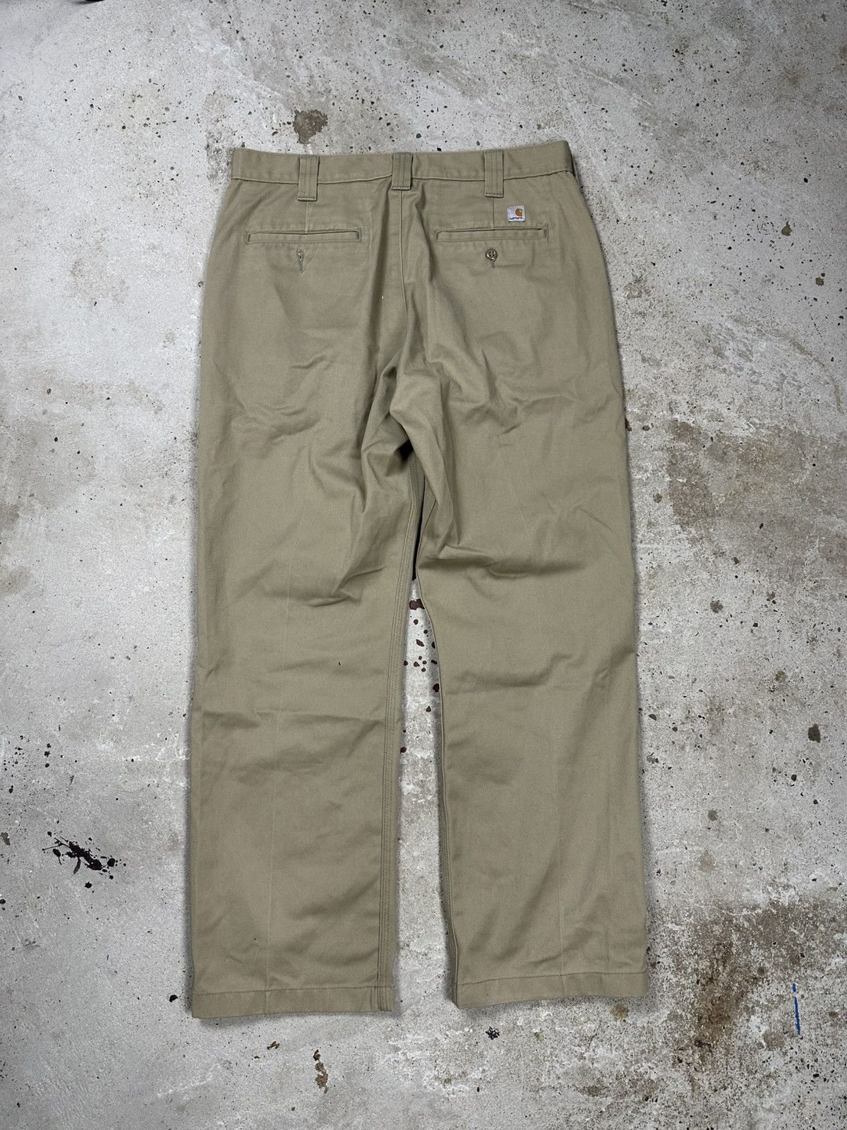 Carhartt × Vintage Vintage 90s Carhartt OG Workwear Beige Distressed Pants Size US 33 - 3 Thumbnail