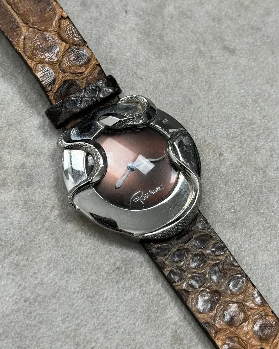 Roberto Cavalli Roberto Cavalli Brown Leather Snake Silver Watch Size ONE SIZE - 5 Thumbnail