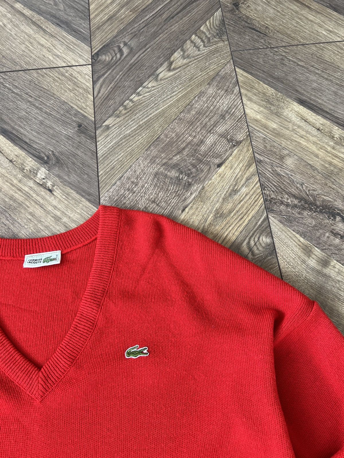 Designer × Lacoste × Vintage Vintage Lacoste V-neck knitted sweater Size US L / EU 52-54 / 3 - 8 Thumbnail