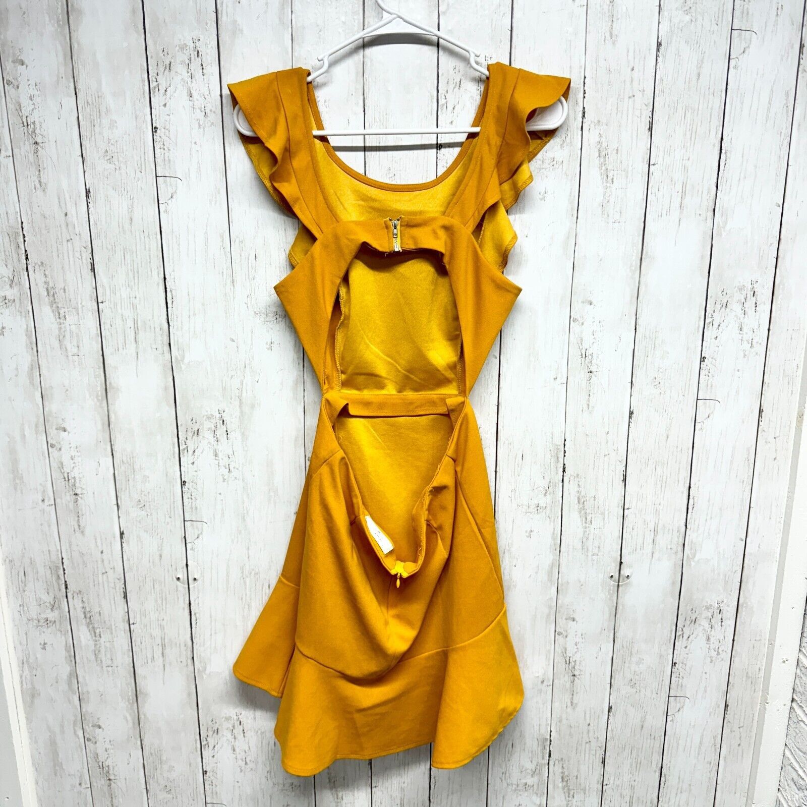 Other Hello Molly M Mustard Yellow Ruffled Open Back Mini Dress Size M / US 6-8 / IT 42-44 - 5 Thumbnail