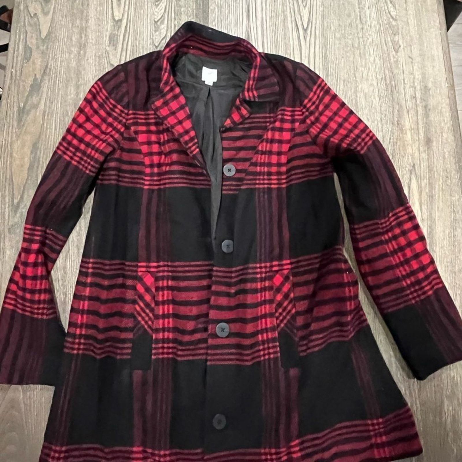 Vintage J. Jill Womens Peacoat Jacket Plaid Button Front Wool Sz XS Size XS / US 0-2 / IT 36-38 - 2 Thumbnail