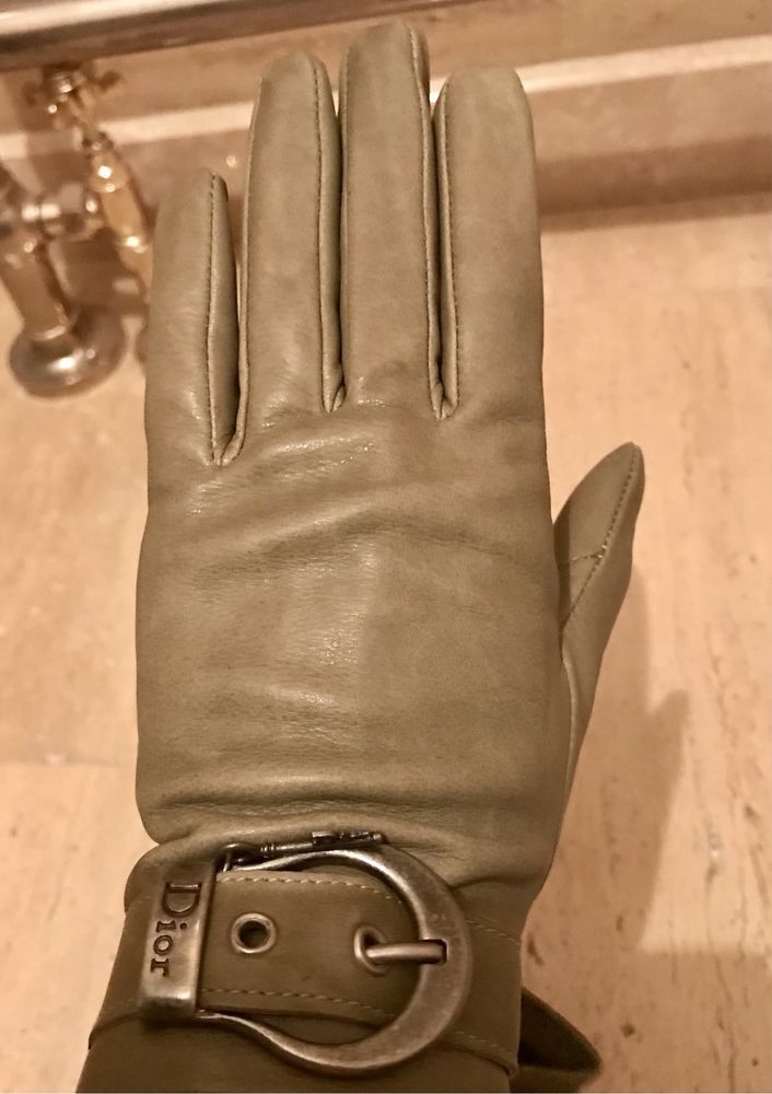 Dior Christian Dior Vintage Leather Olive Gloves Size ONE SIZE - 1 Thumbnail