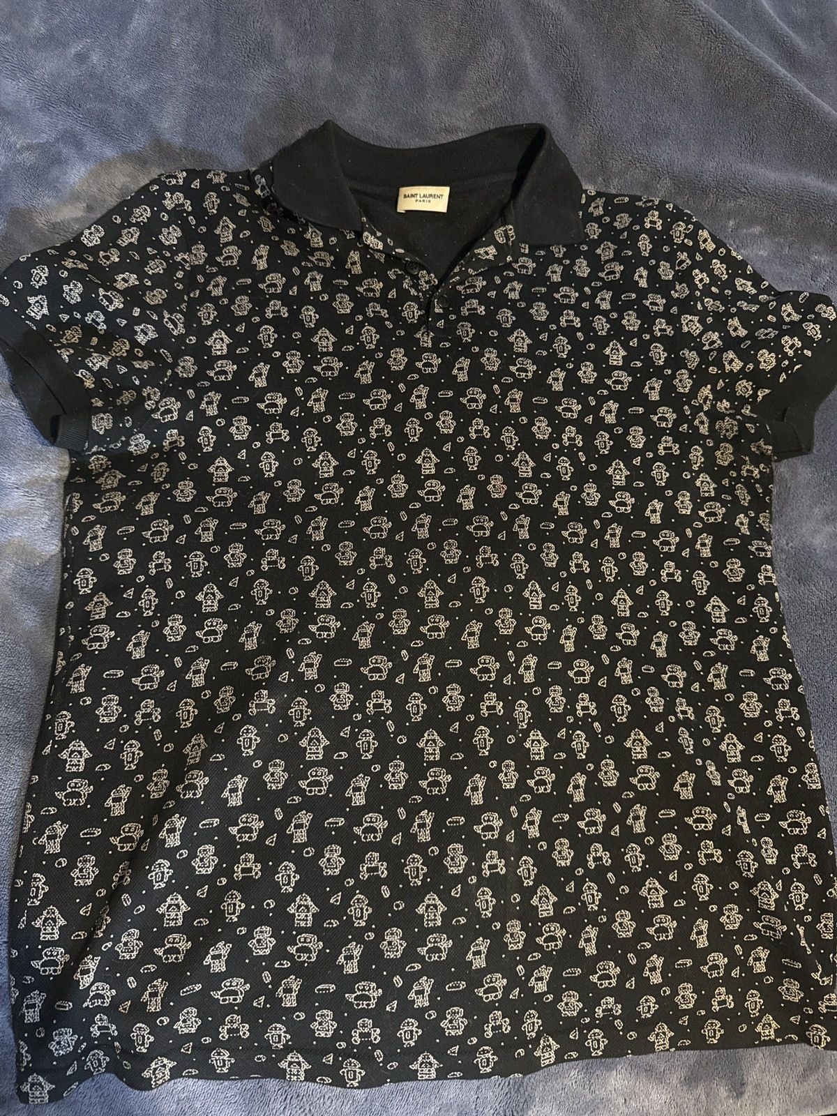 Saint Laurent Paris Saint Laurent Robot-print polo shirt Size US S / EU 44-46 / 1 - 1 Thumbnail