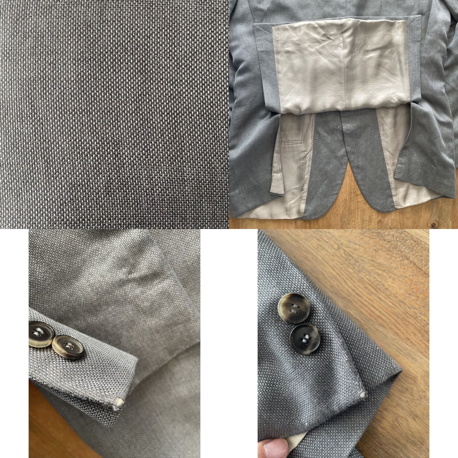 Hugo Boss HUGO BOSS Blazer Sport Coat Mens 44R Birdseye Two-Button Jacket Gray Silk/Cashmere/Linen Casual Formal Business Size 44R - 8 Thumbnail