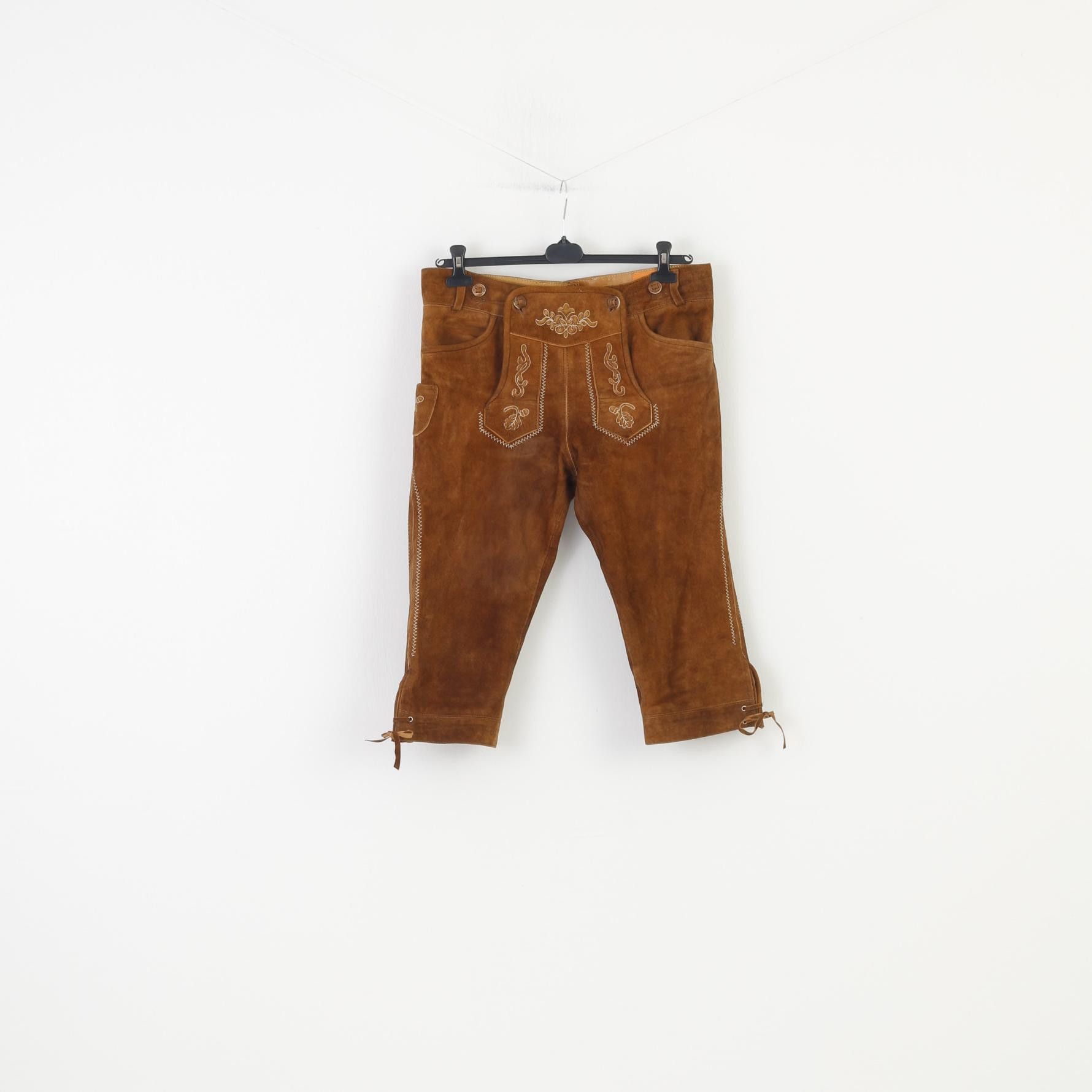 Vintage Country Maddox Men 48 Leather Trousers Brown Vintage 10395 Size US 38 / EU 54 - 1 Thumbnail