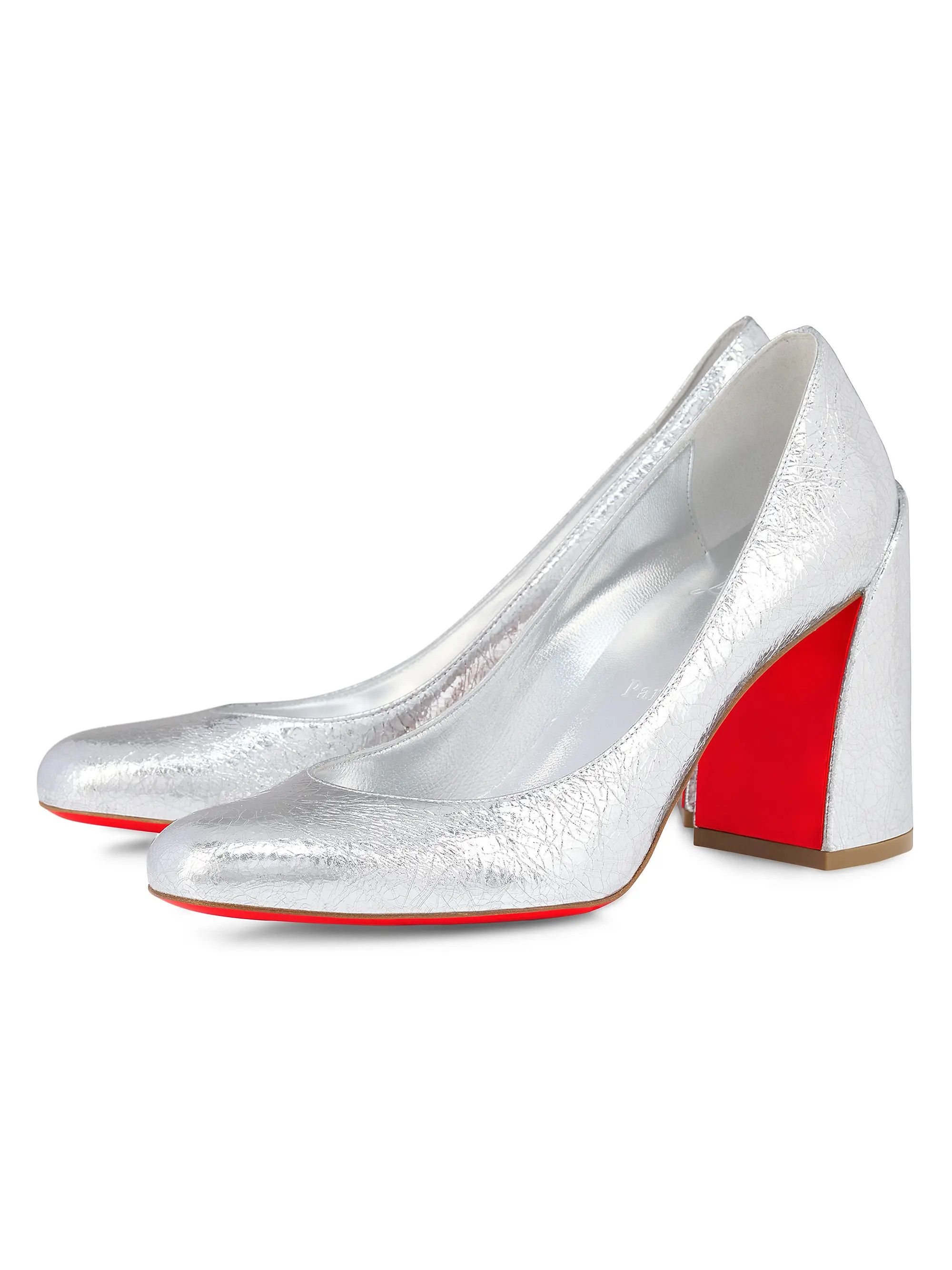 Christian Louboutin os11x0126 Miss Sab 85mm Laminated Leather Pumps in Silver Size US 10 / IT 40 - 2 Thumbnail