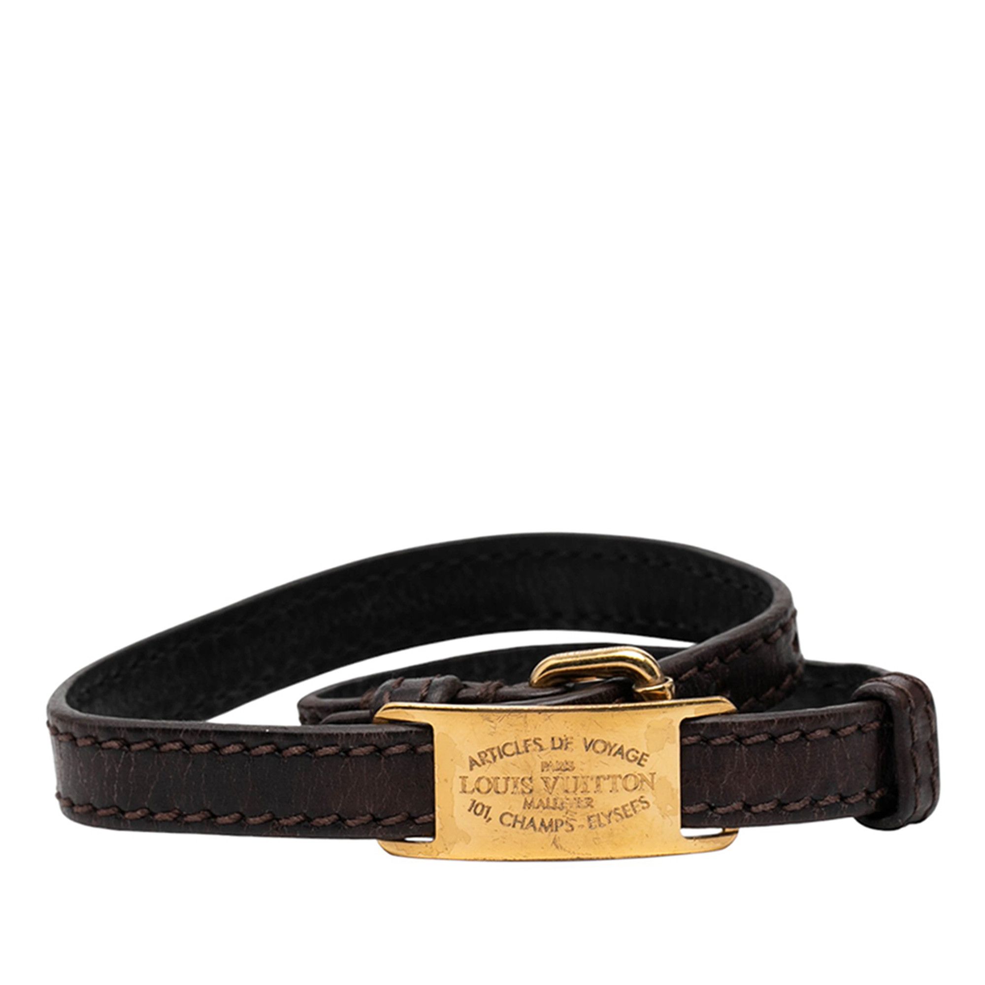 Louis Vuitton Leather Articles de Voyage Sign It Bracelet