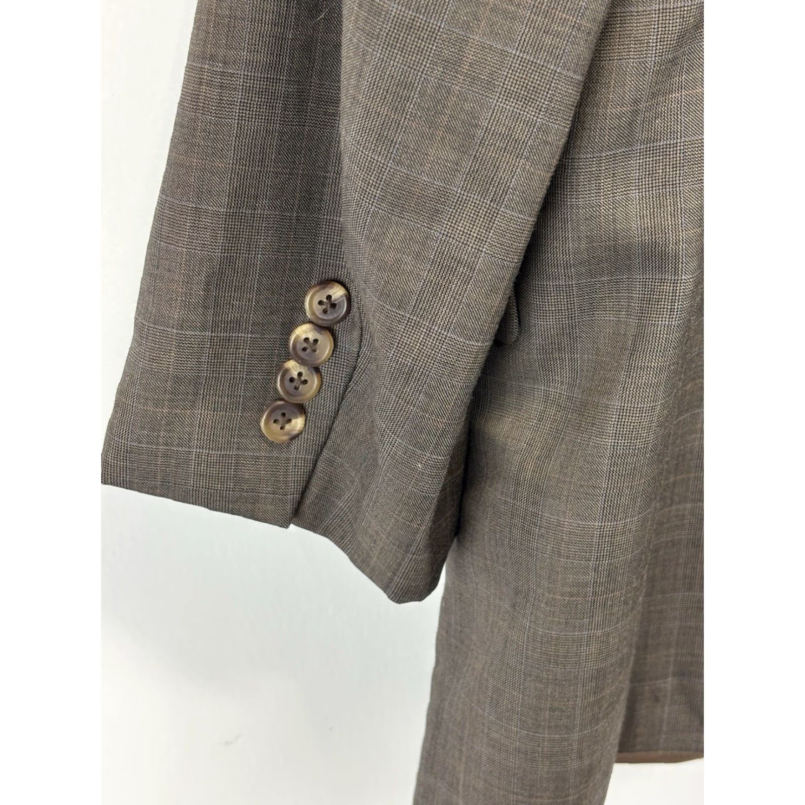 Jos. A. Bank VINTAGE Jos. A. Bank Sport Coat Men 44R Brown Glen Plaid 100% Wool Blazer Two-Button Jacket Size 44R - 4 Thumbnail