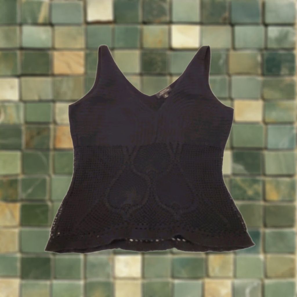 Elie Tahari Tahari Womens Crochet Tank Top Sz Medium Black Lagenlook Cottagecore Office Size M / US 6-8 / IT 42-44 - 1 Thumbnail