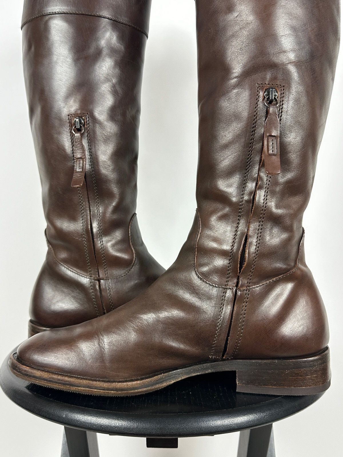 Brunello Cucinelli Brunello Cucinelli Brown Leather Riding Boots Size US 10 / IT 40 - 19 Thumbnail