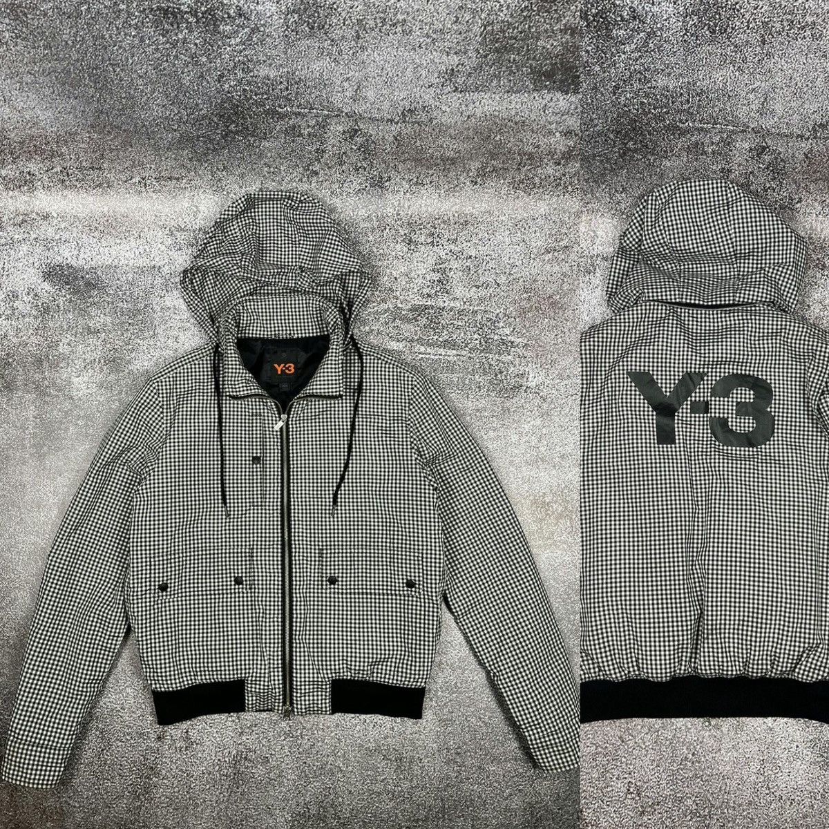 image of Y-3 Yohji Yamamoto X Adidas Big Back Logo Hooded Jacket Y2K in Black/White, Men's (Size Medium)