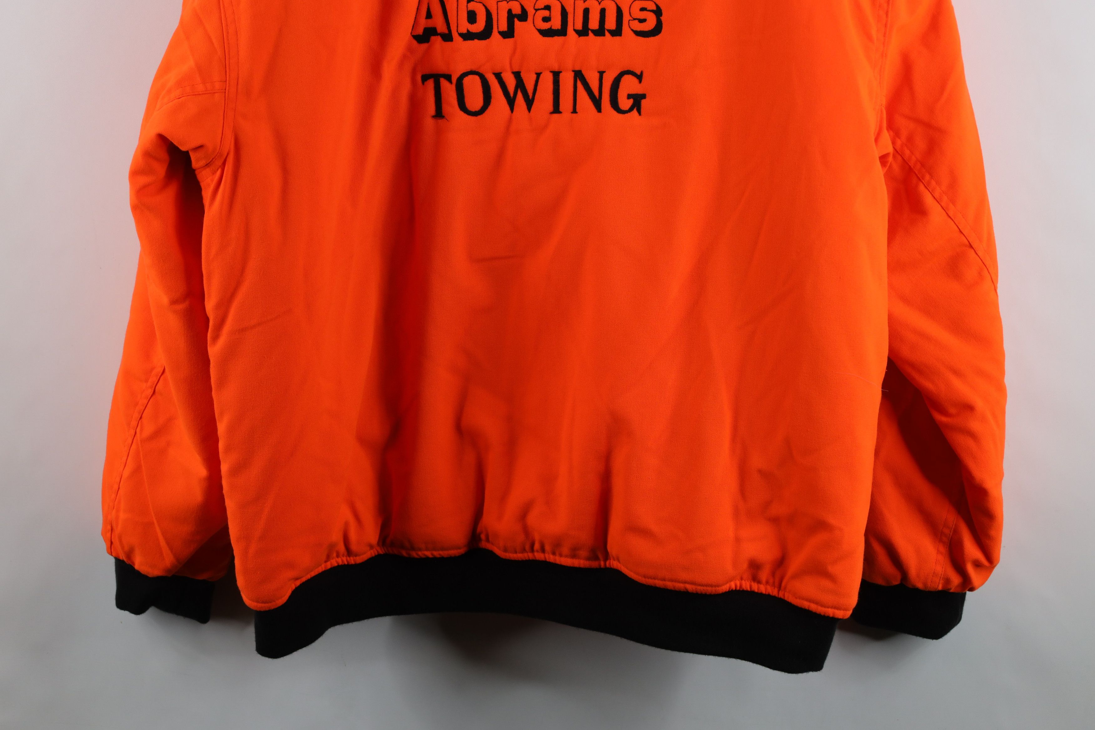Vintage 90s Abrams Towing Quilted Bomber Jacket Blaze Orange