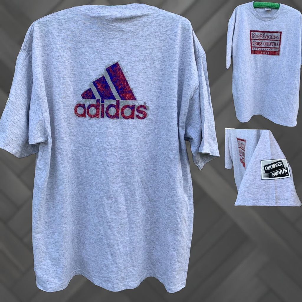 Adidas VINTAGE adidas T-Shirt Foot Locker CROSS COUNTRY CHAMPIONSHIPS 1996 XL Gray Heather Crew Neck Short Sleeve Men Logo 90s Sports USA Size US XL / EU 56 / 4 - 1 Thumbnail