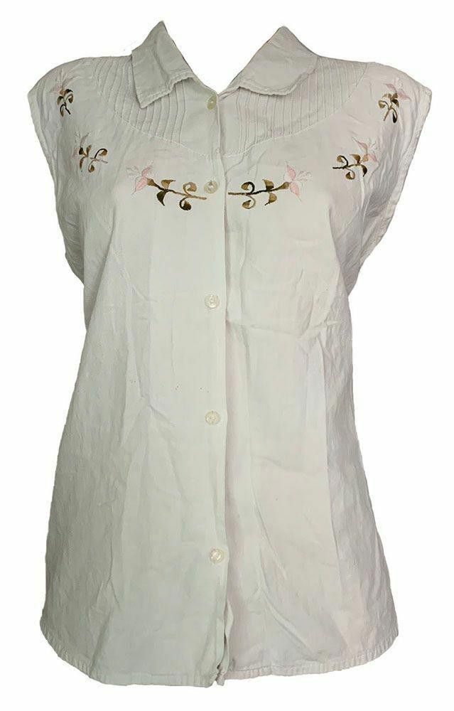 Designer Pre Owned Embroidered White Hand Made Blouse L Size L / US 10 / IT 46 - 1 Thumbnail
