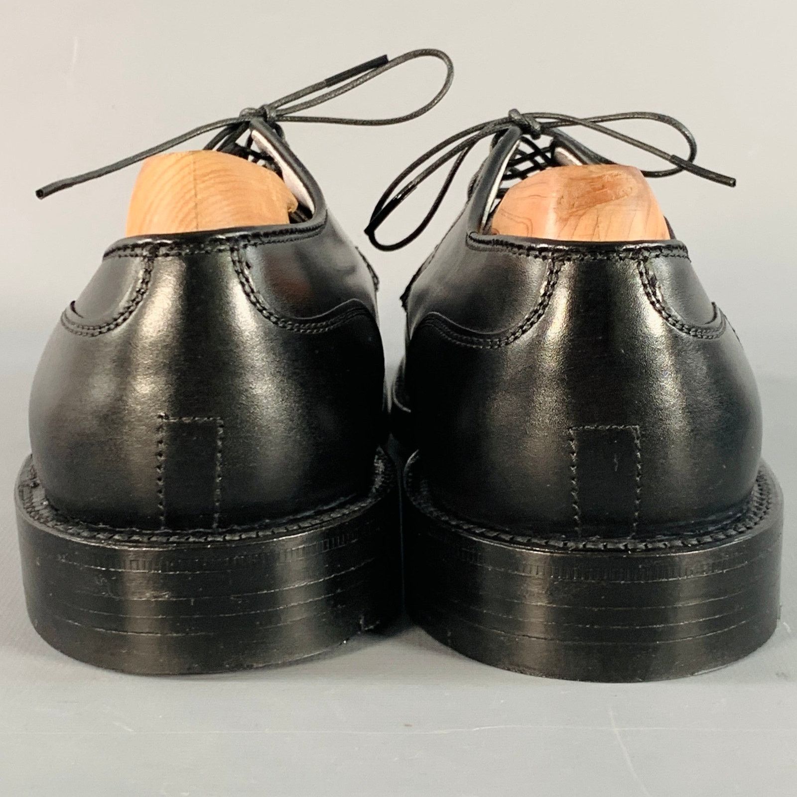 Alden Norwegian HS Blucher Black Calfskin Leather Split Toe Derby Size US 7 / EU 40 - 3 Thumbnail