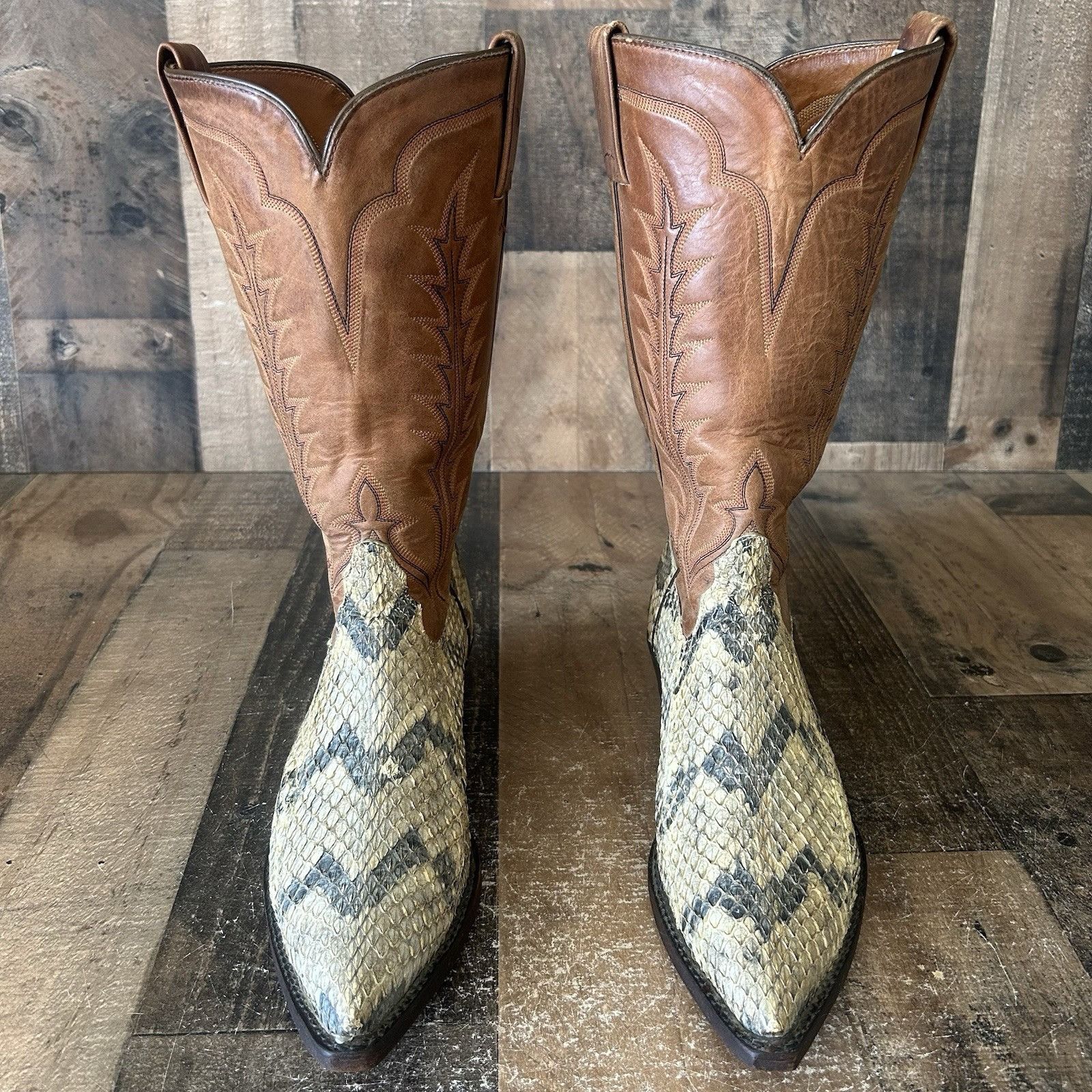Tony Lama Vintage Snakeskin Cowboy Boots Womens 8 M