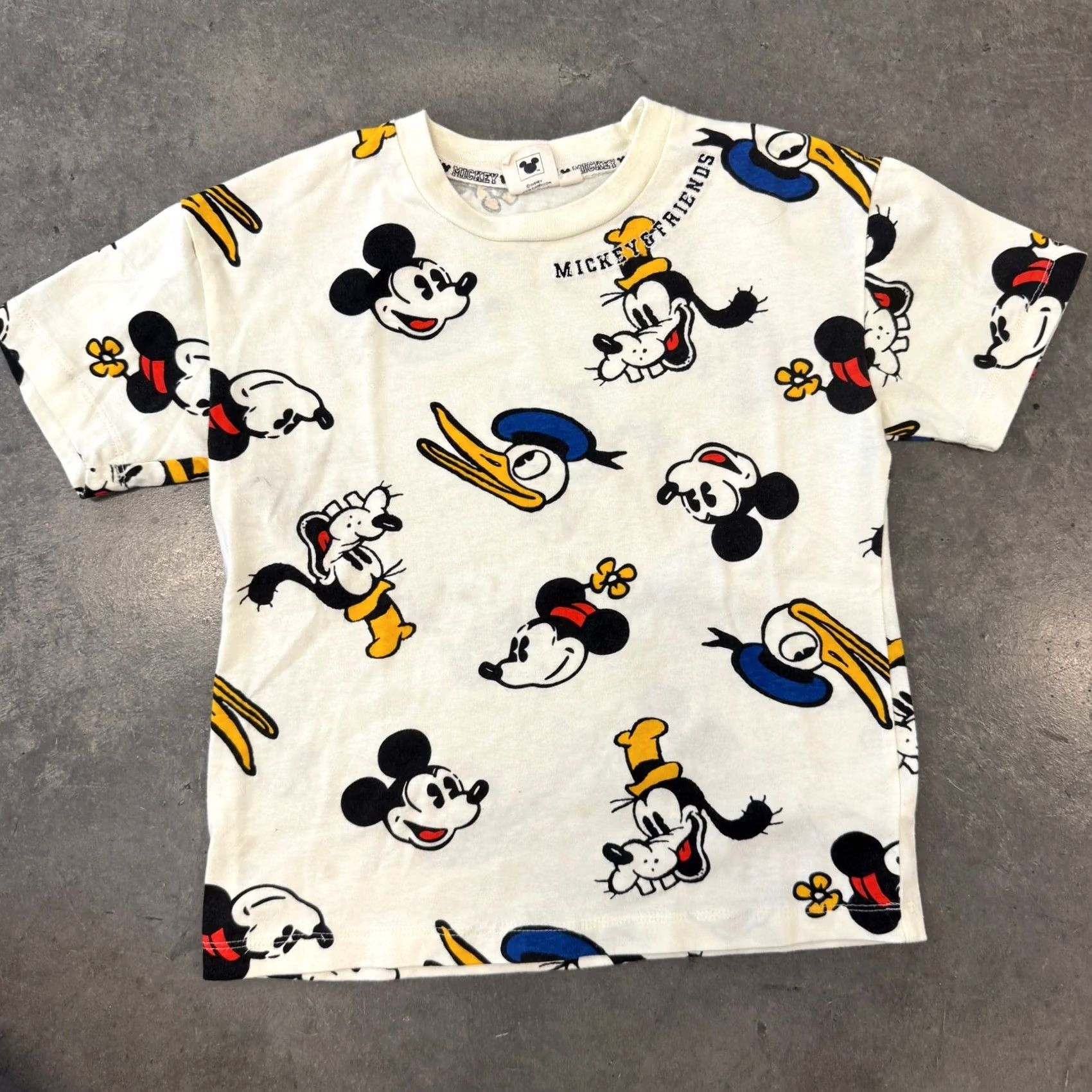 Disney VINTAGE Disney Mickey & Friends AOP Graphic Short Sleeve XS Ivory Shirt Womens XS Miami? Size 26" / US 2 / IT 38 - 2 Thumbnail
