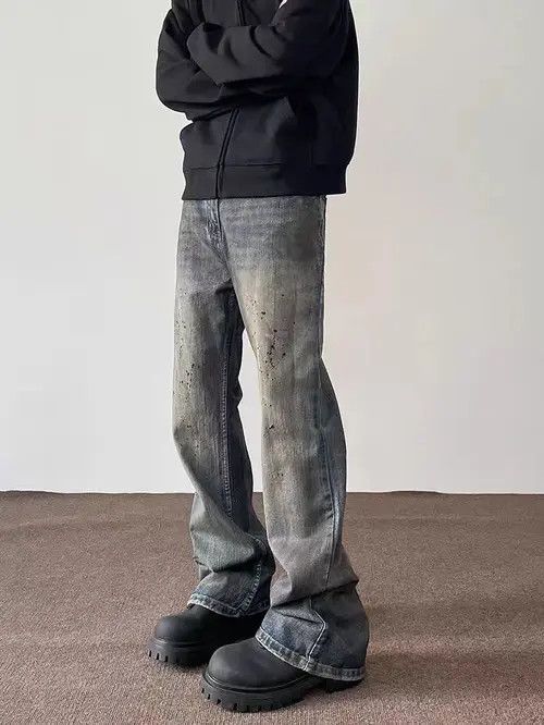 Jean High street distressed ink-splashed baggy flared jeans Size US 32 / EU 48 - 6 Thumbnail