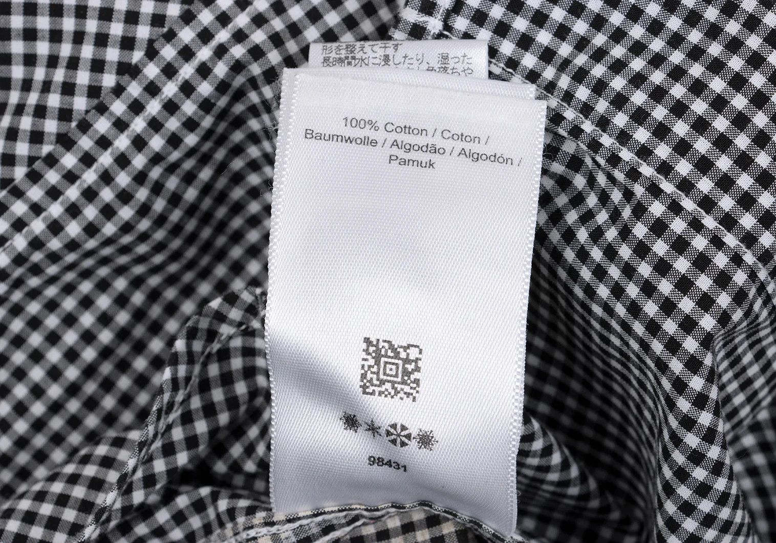 Fred Perry Camouflage Gingham Check Shirt in Black and White, XS Size US XS / EU 42 / 0 - 14 Thumbnail