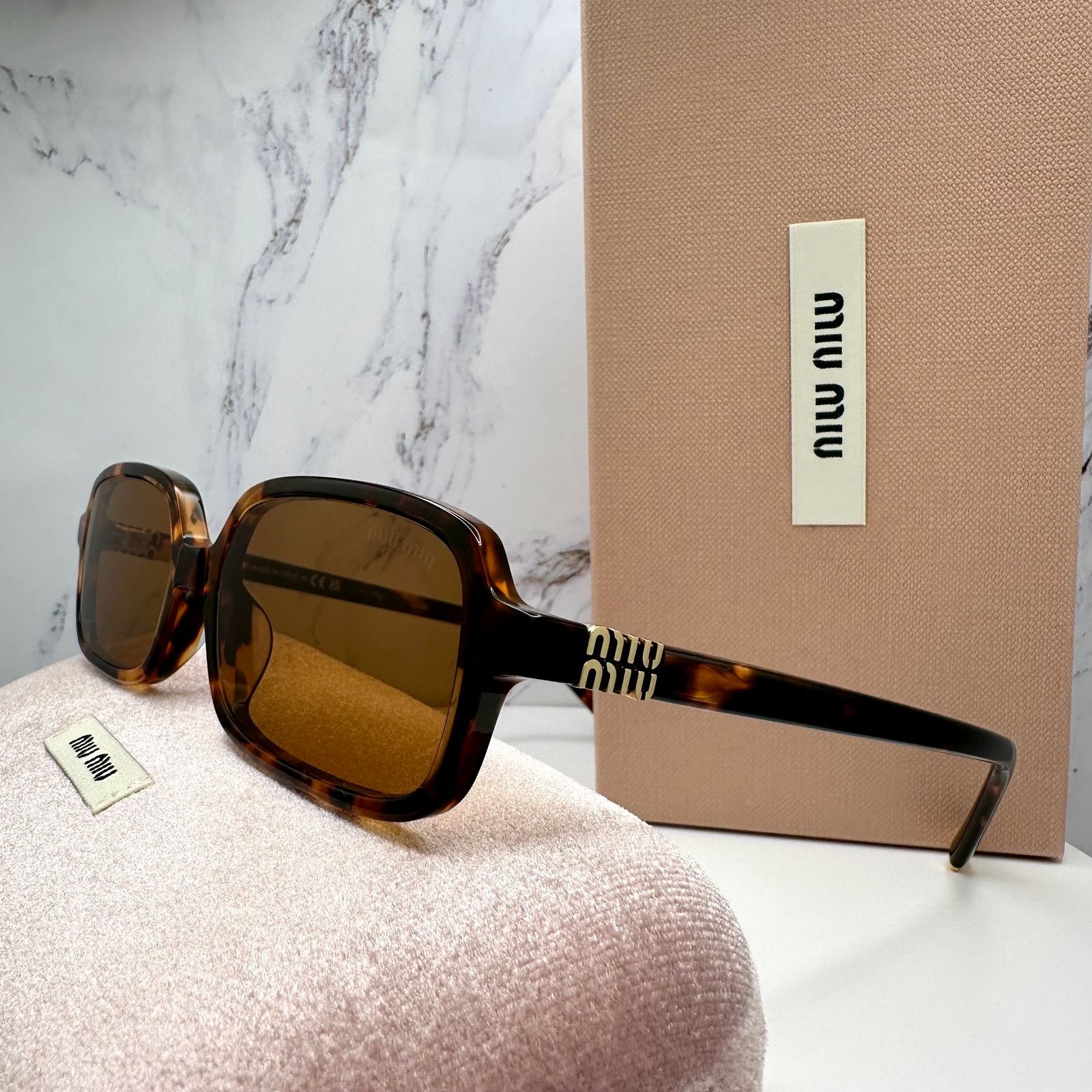Miu Miu New MIU MIU Sunglasses Brown Tortoise Slim Acetate Authentic Size ONE SIZE - 11 Thumbnail