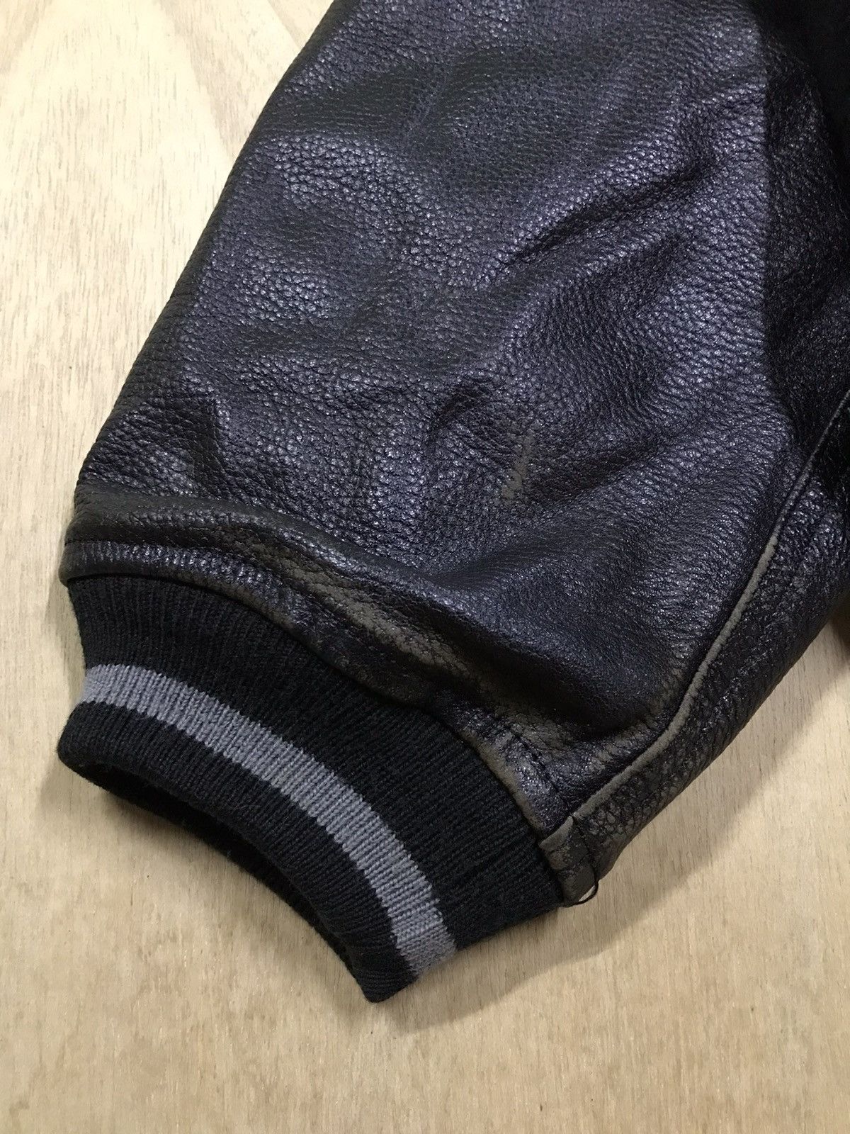 Issey Miyake Vintage 80’s Issey Miyake Leather Sleeve Varsity Jackets Size US M / EU 48-50 / 2 - 10 Thumbnail