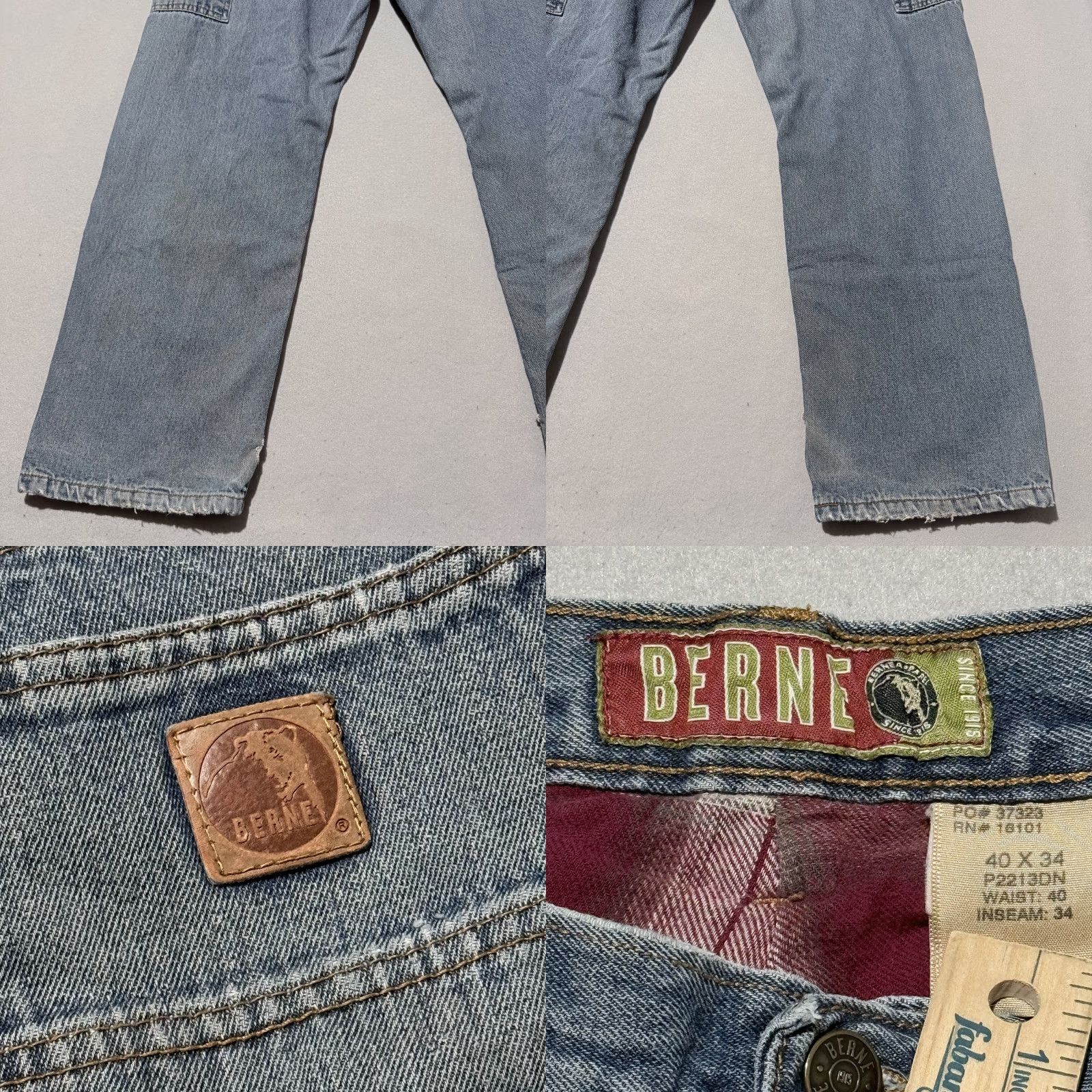 Denime Berne Jeans Blue Denim Flannel Lined Carpenter 40x34 - Distressed Workwear Shirts? Size US 36 / EU 52 - 8 Thumbnail