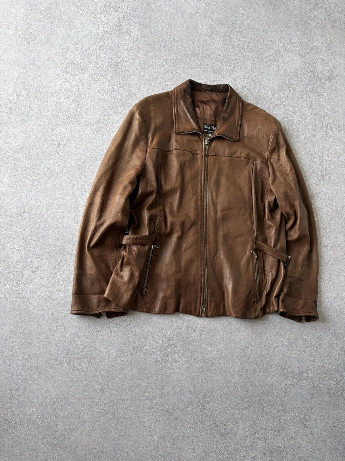 Vera Pelle VTG Vera Pelle Leather Zip Brown Jacket Straps Antique Style Size US XL / EU 56 / 4 - 4 Thumbnail