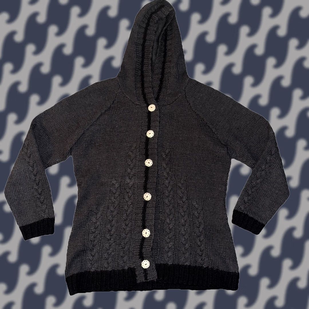 Vintage VINTAGE Newari Wool Cardigan Hoodie Sweater S/M Women Gray Regular Knit Relaxed Fit Bohemian Aztec Designer Fall Winter Spring Size S / US 4 / IT 40 - 1 Thumbnail