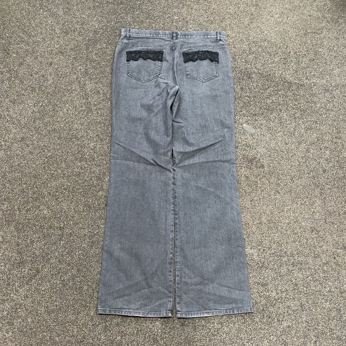 Vintage Y2K Baggy Wide Leg Distressed Black Denim Jeans Punk Skate Size 32" / US 10 / IT 46 - 2 Thumbnail
