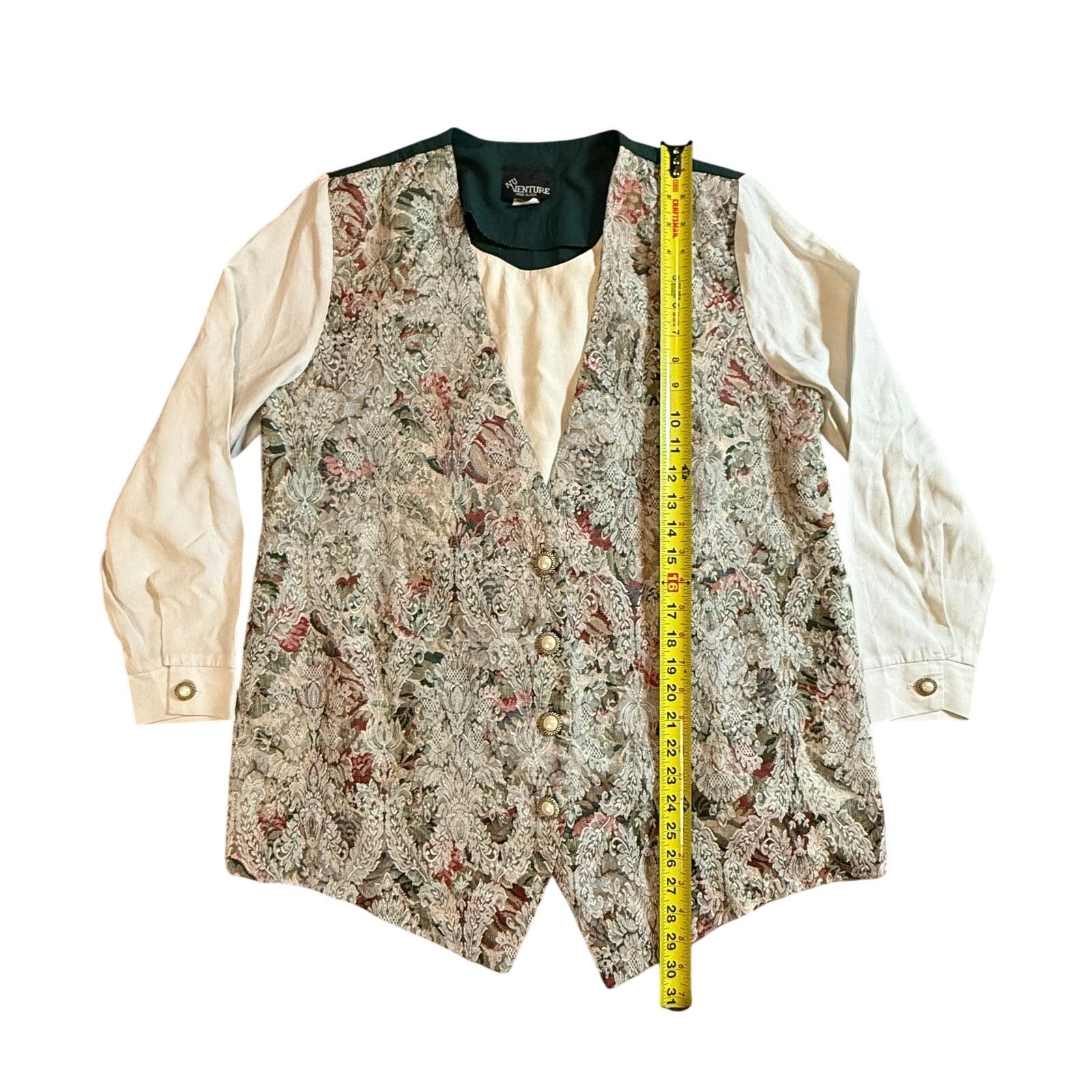 Vintage RARE Vintage 90's Nu Venture Floral Vest and Blouse Size M / US 6-8 / IT 42-44 - 3 Thumbnail