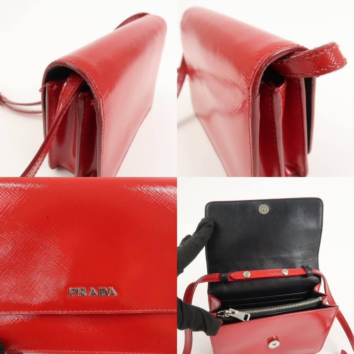 Prada Prada Saffiano Mini Shoulder Bag Red Size ONE SIZE - 6 Thumbnail