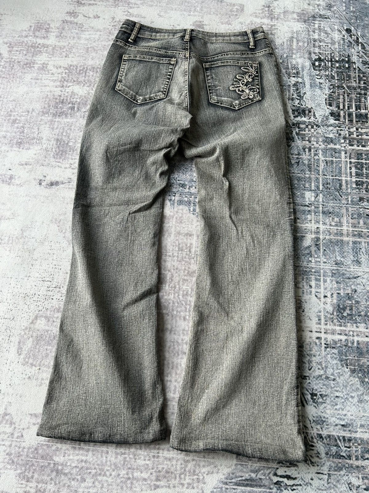 If Six Was Nine Embroidery Art Flower Flared Jeans Size US 29 - 4 Thumbnail