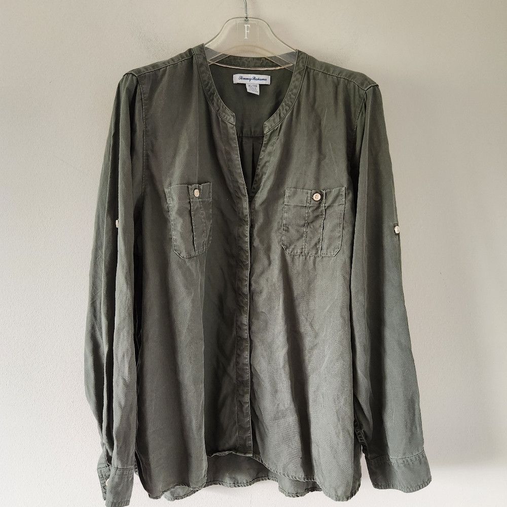 Tommy Bahama TOMMY BAHAMA | Mission Beach Shirt Blouse green Tencel Sz X Size XL / US 12-14 / IT 48-50 - 3 Thumbnail