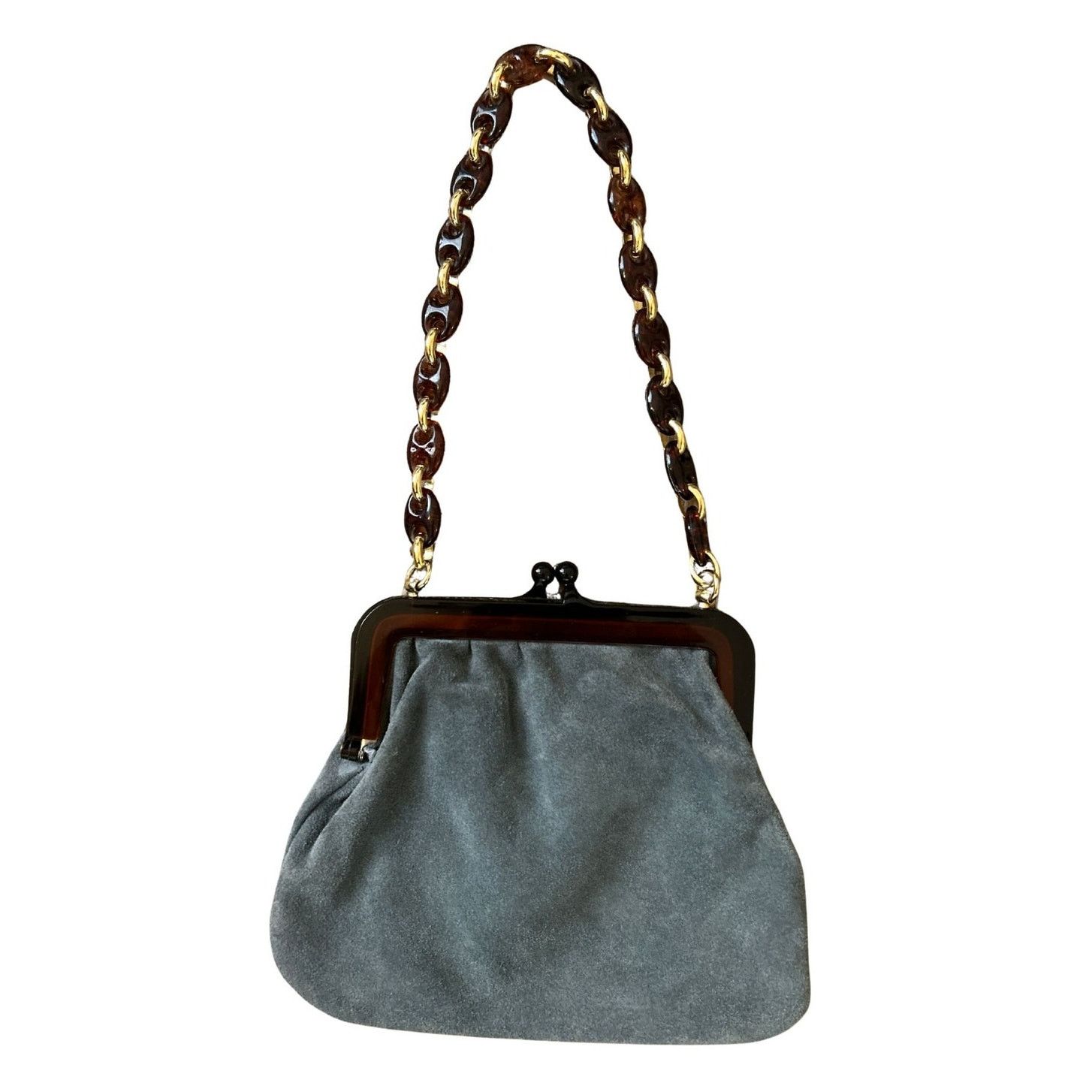 Vintage Vintage Walborg Suede Bag – Grey Suede, Tortoise Lucite Size ONE SIZE - 5 Thumbnail