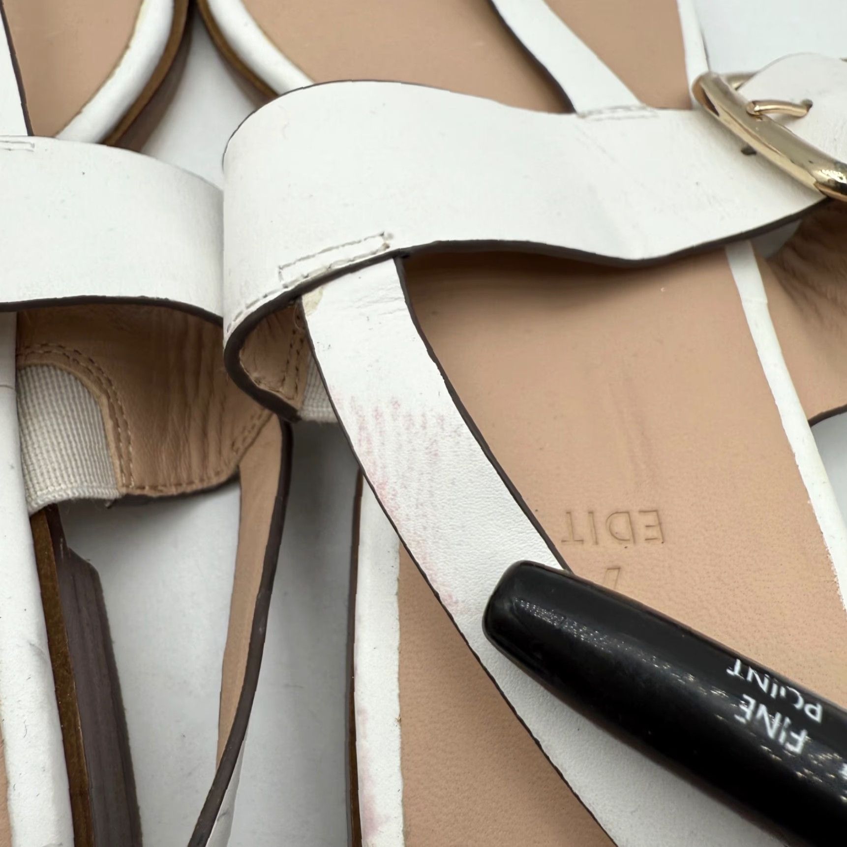 Vintage 27 Edit Womens Erika Slingback Sandals Size 9 White Leather Sandal Slip-On Slingback Womens Shoes US9 Size US 9 / IT 39 - 4 Thumbnail