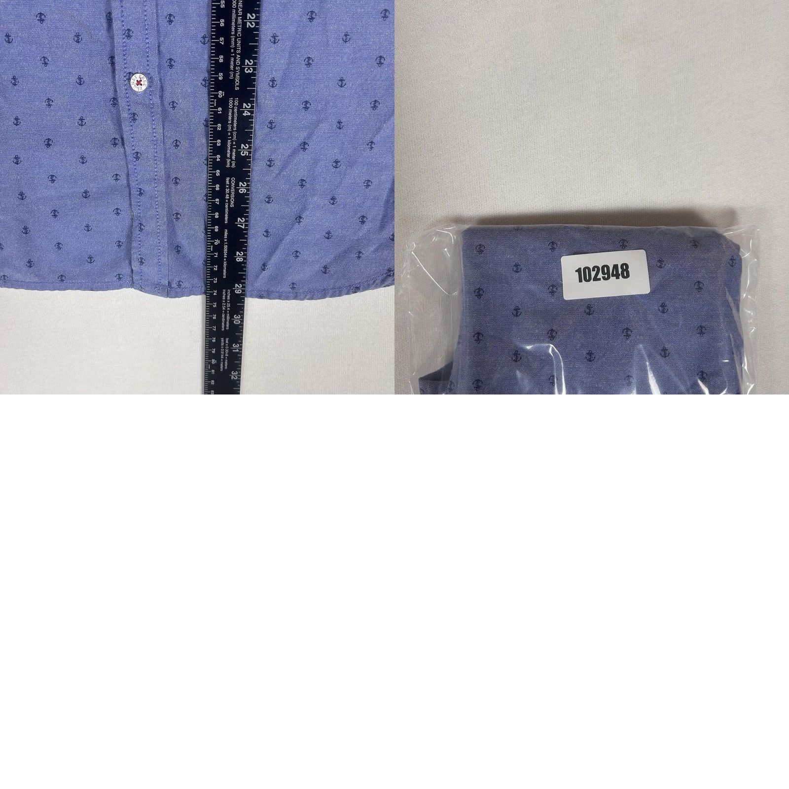 Vintage Free Planet Button-Up Shirt Mens L Blue Casual Boat Anchor All Over Print Size US L / EU 52-54 / 3 - 8 Thumbnail