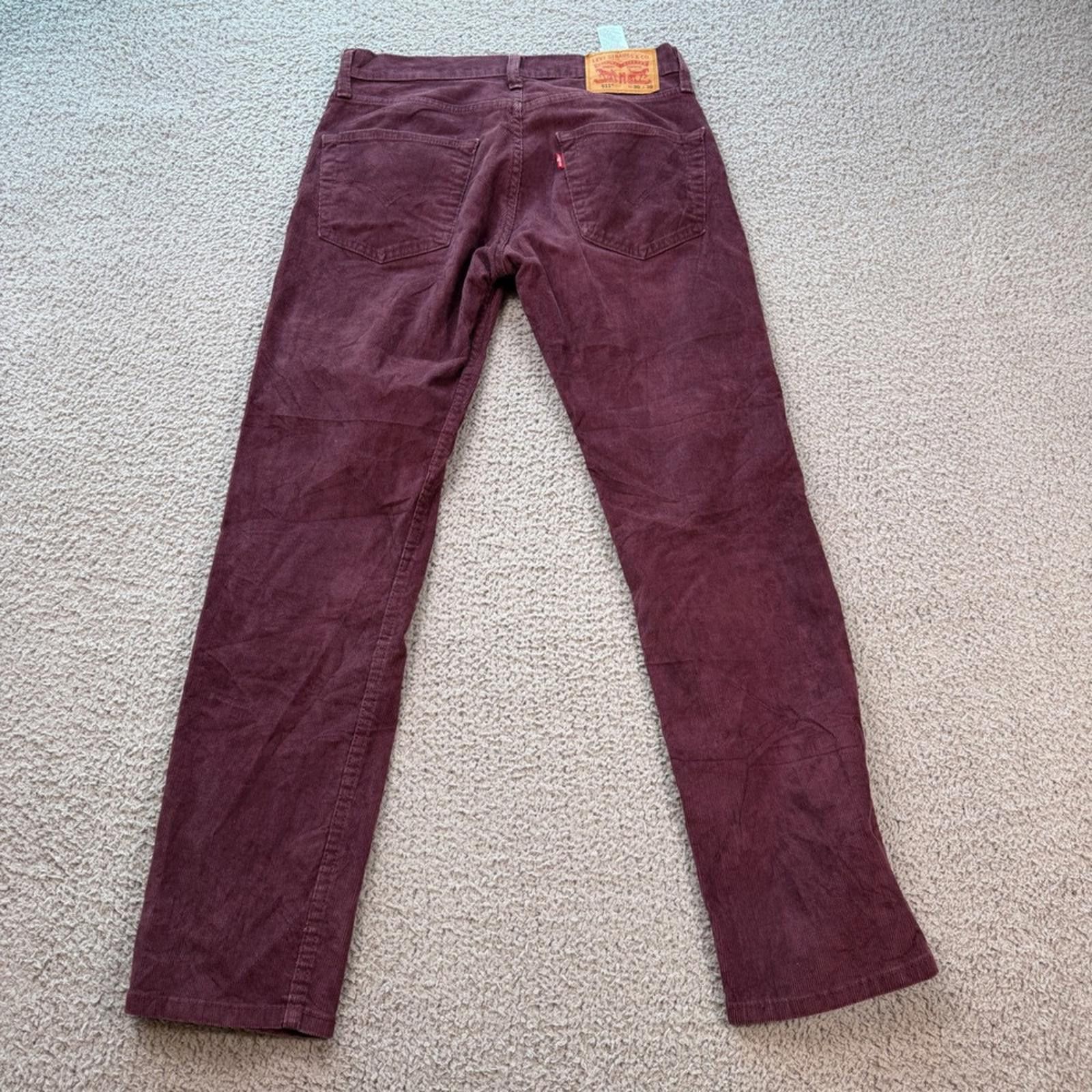 Levi's Levis 511 Slim Fit Burgundy Corduroy Pants Mens 30x30 Maroon Size 30" / US 8 / IT 44 - 2 Thumbnail
