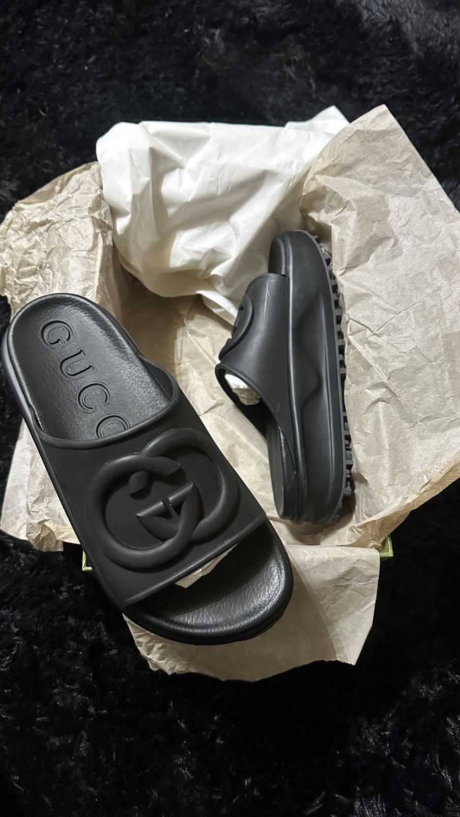 Gucci Gucci Sandal 'Interlocking G - Black' Gucci Sandal Size US 7 / IT 37 - 1 Thumbnail