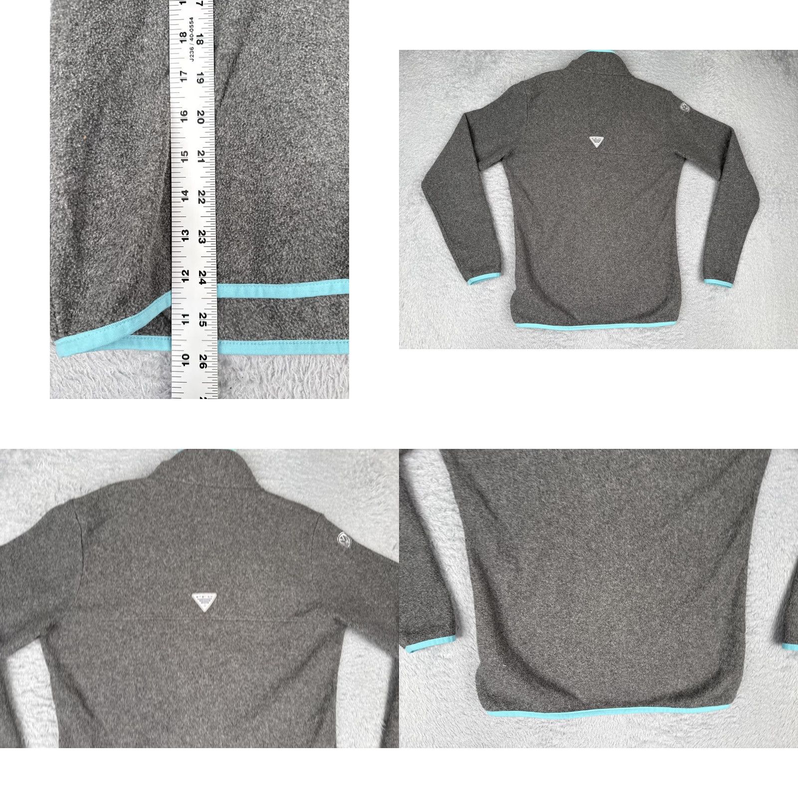 AQUA Columbia Sweater Womens Small Gray Aqua Quarter Snap Fleece Pullover Fishing PFG Shirt Size S / US 4 / IT 40 - 9 Thumbnail
