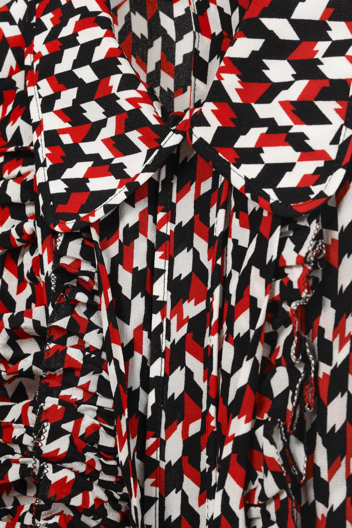 Marni Marni Red Black Geometric Silk Ruffle Blouse Size M / US 6-8 / IT 42-44 - 7 Thumbnail