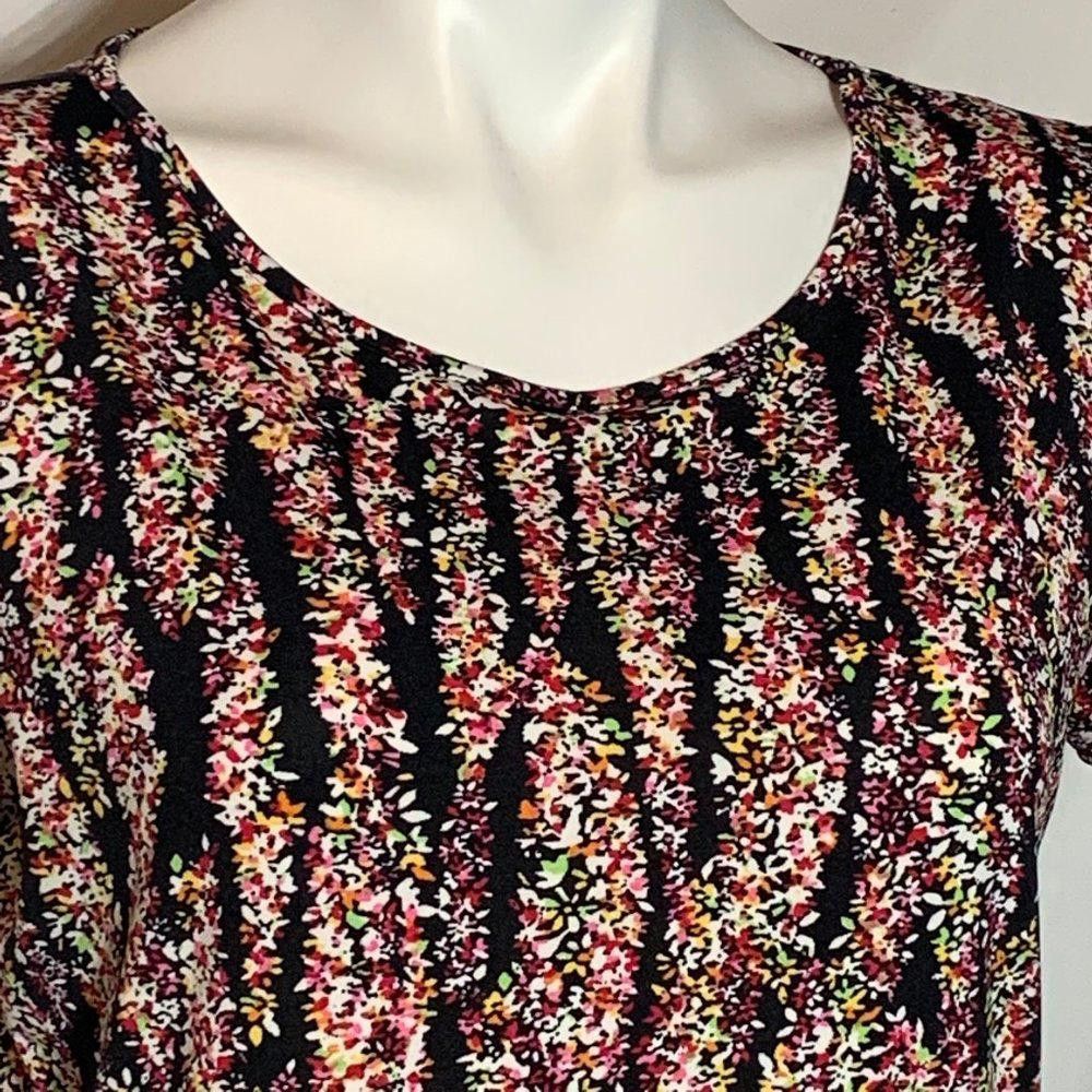 Industry of All Nations Notations Black Floral Peplum Short Sleeve Top, S Size S / US 4 / IT 40 - 2 Thumbnail