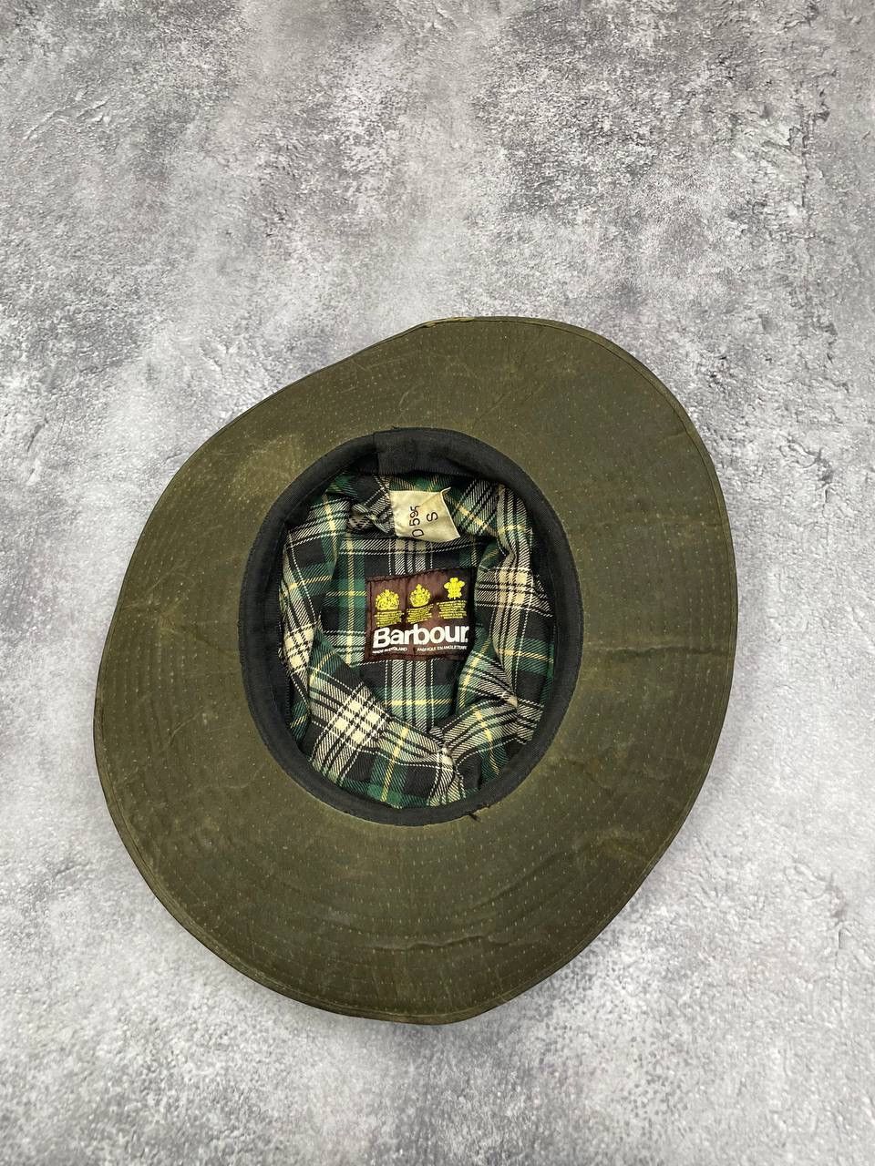 Barbour Barbour Men Waxed Bucket Hat Olive Green Classic Outdoor Hat Size 28 - 4 Thumbnail