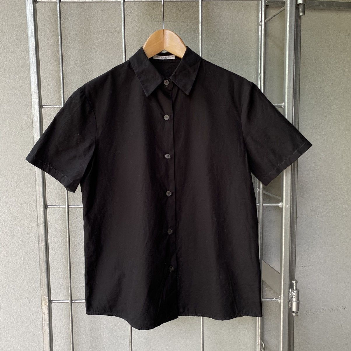 Designer ANTONIO PERNAS Black Short-Sleeve Collared Blouse Size XS / US 0-2 / IT 36-38 - 9 Thumbnail