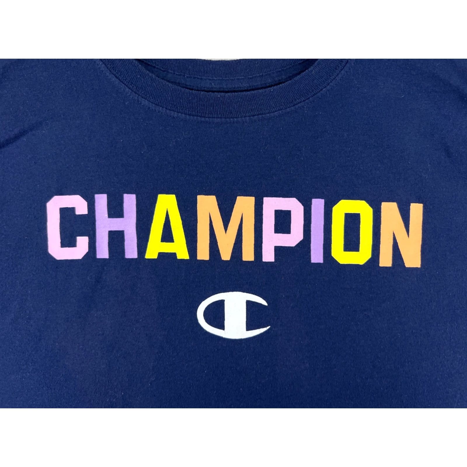 Champion Champion Shirt Mens Large Blue Crew Neck Spellout Logo Short Sleeve Cotton Size US L / EU 52-54 / 3 - 4 Thumbnail