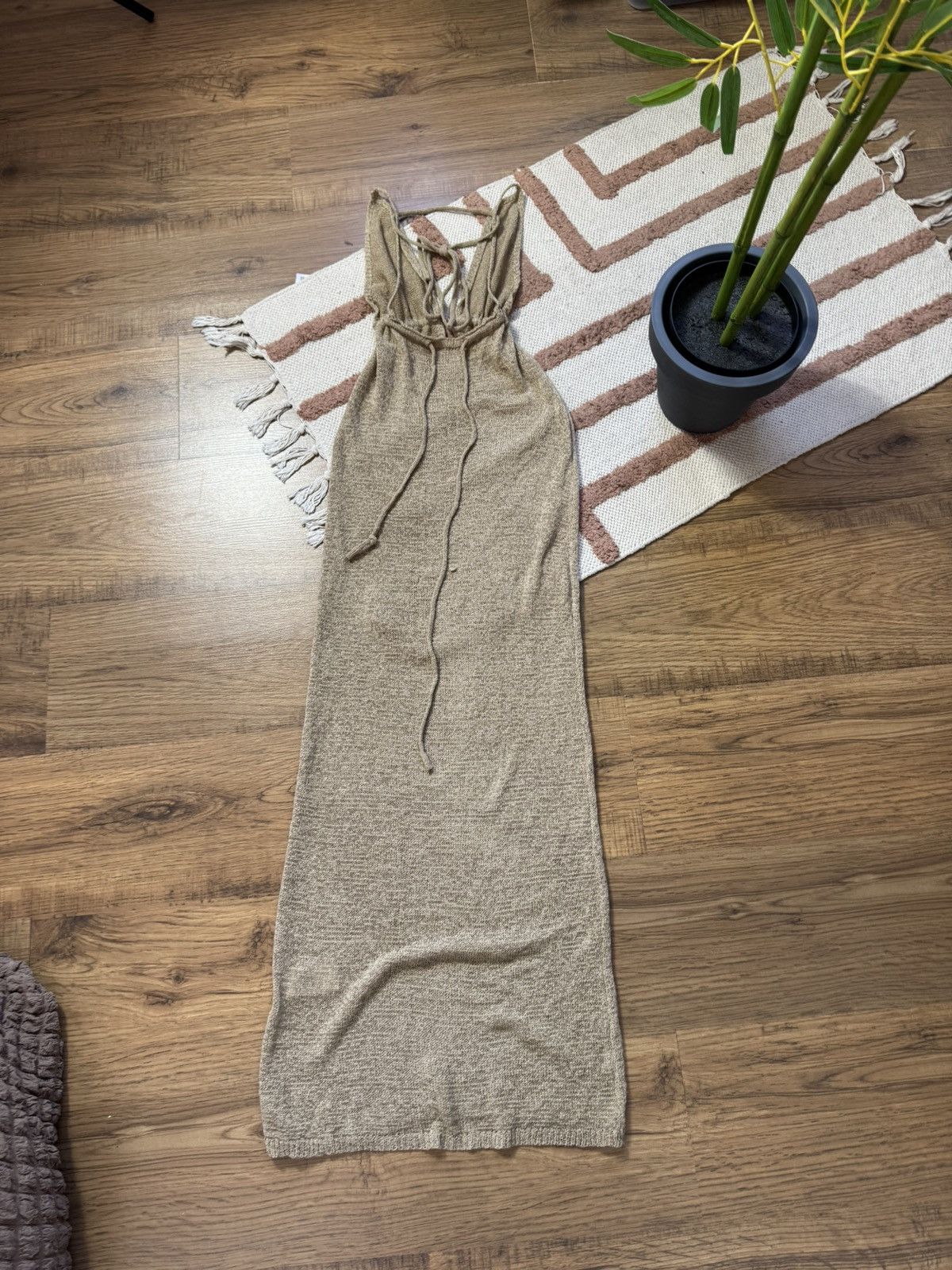 Vintage ISSEY MIYAKE STYLE MESH BEIGE BEACH DRESS Size S / US 4 / IT 40 - 5 Thumbnail