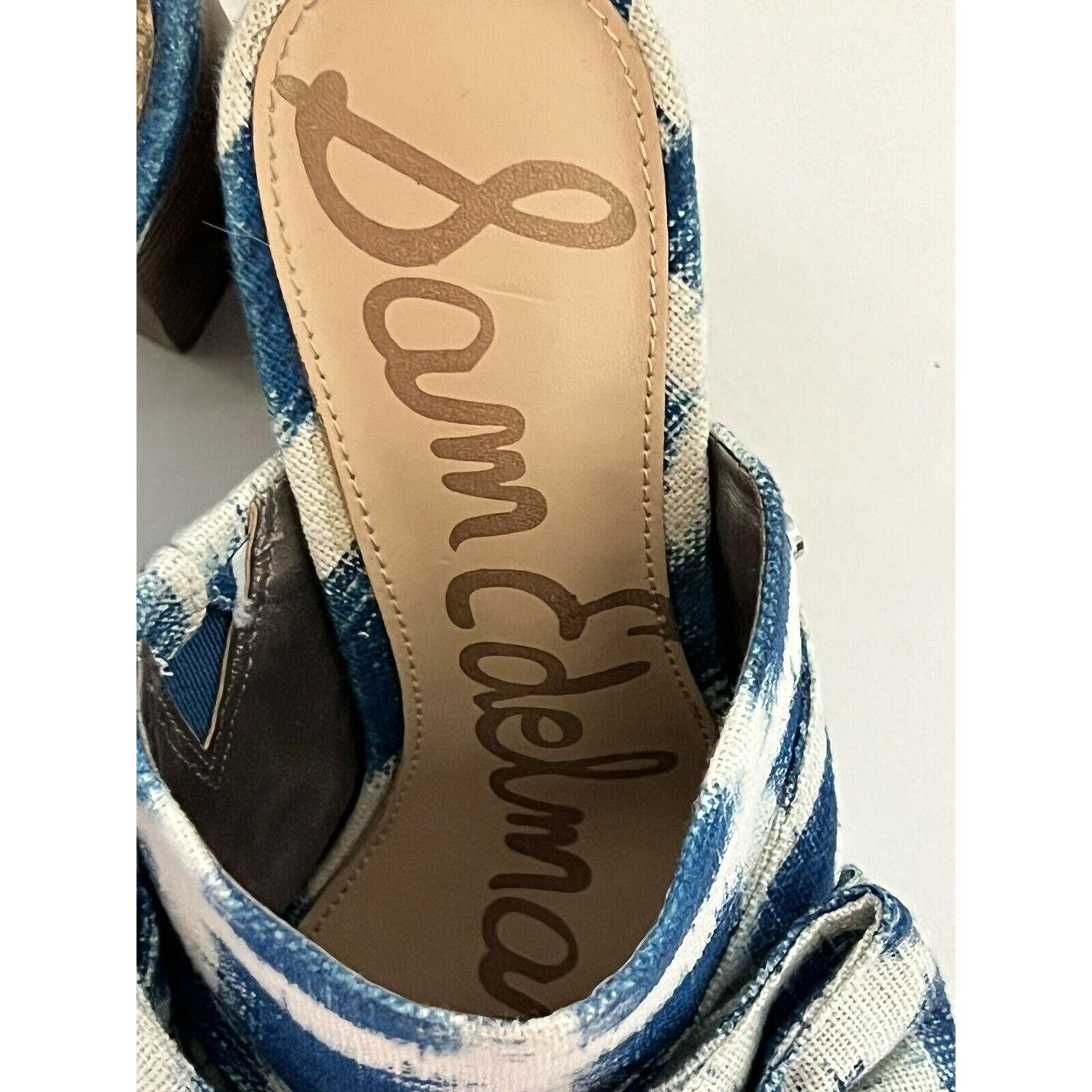 Sam Edelman Yumi Blue Bow High heel 3” peep toe sandals 6.5M slip-ons Size US 6.5 / IT 36.5 - 5 Thumbnail