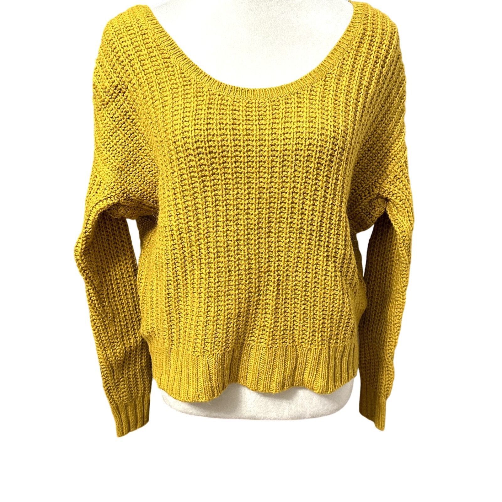 Other Kaisely Sweater Cropped Open Back Waffle Knit Mustard Small Size S / US 4 / IT 40 - 3 Thumbnail