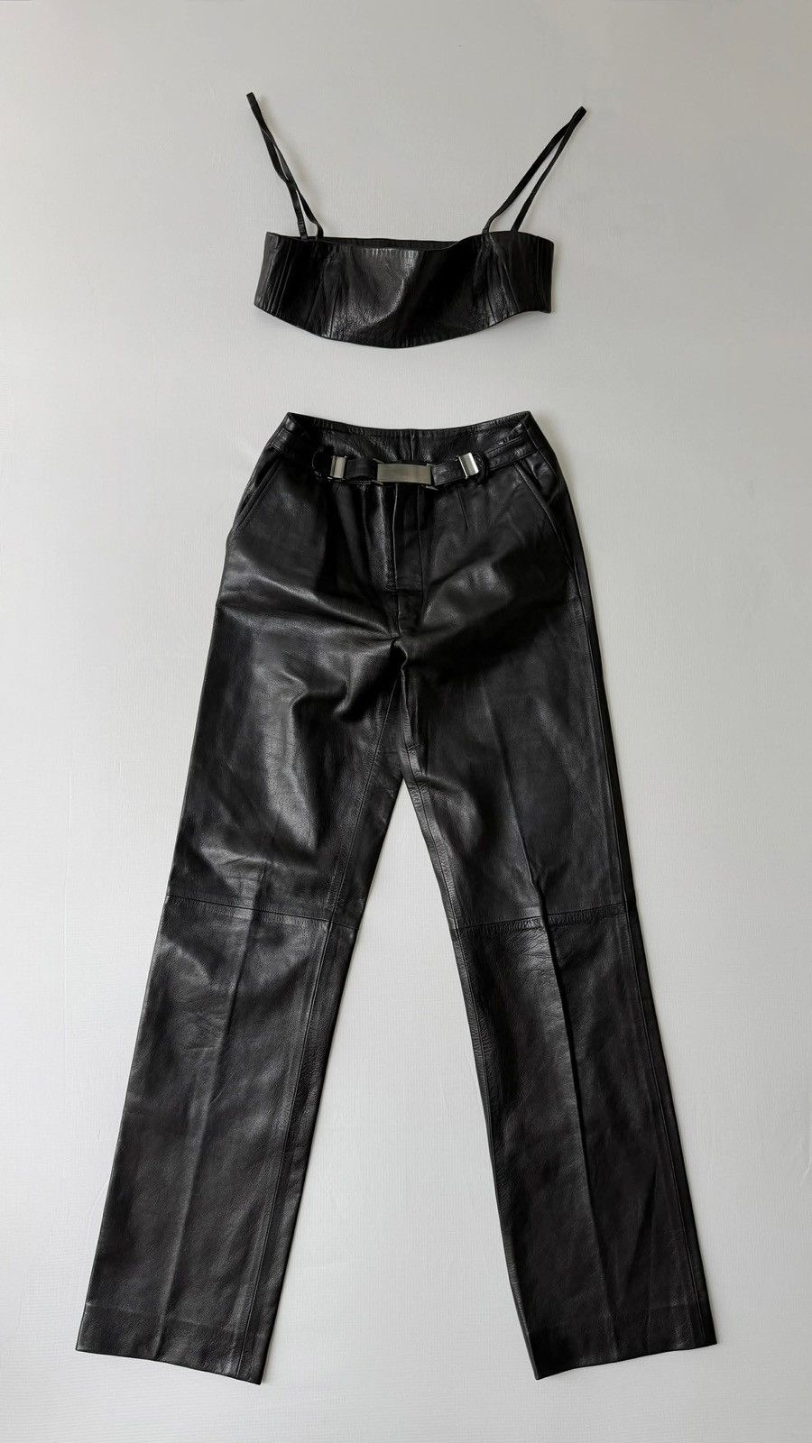 Gucci 1997-1998 Gucci by Tom Ford Black Leather Tube & Pants Set Size S / US 4 / IT 40 - 1 Thumbnail